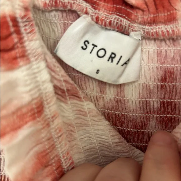 Storia Orange/ Red  Tie Dye Smocked Ruffle Mini Dress S Teen - Picture 4 of 5